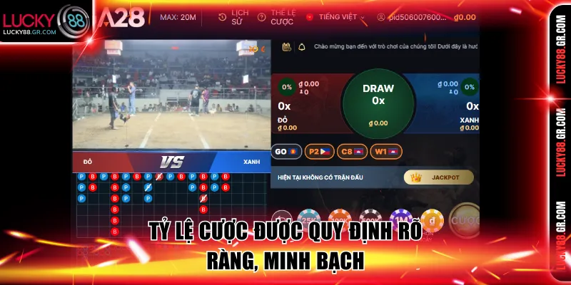 Tỷ lệ thưởng rõ ràng cho từng cửa cược 